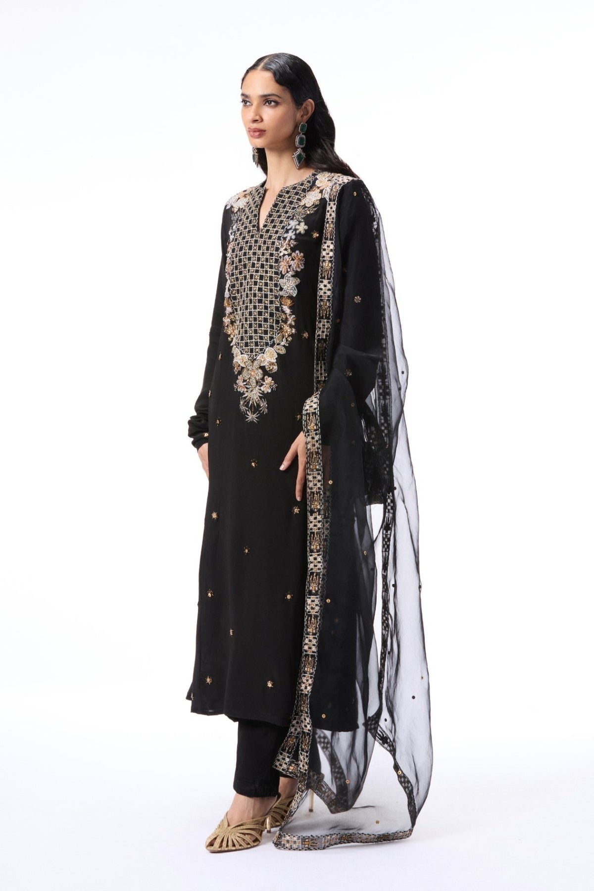 Vervemuse - Black mulberry crepe kurta