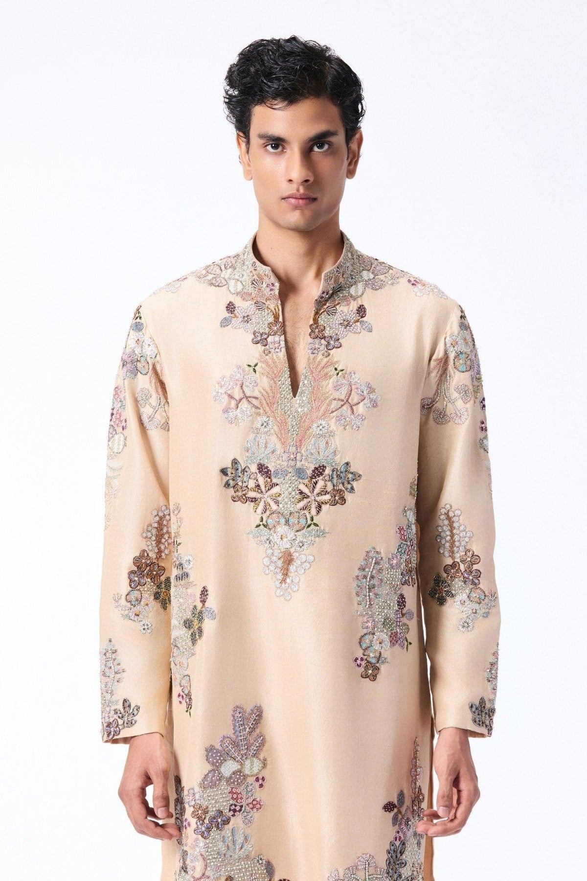 Gloverse - ivory dupion silk kurta