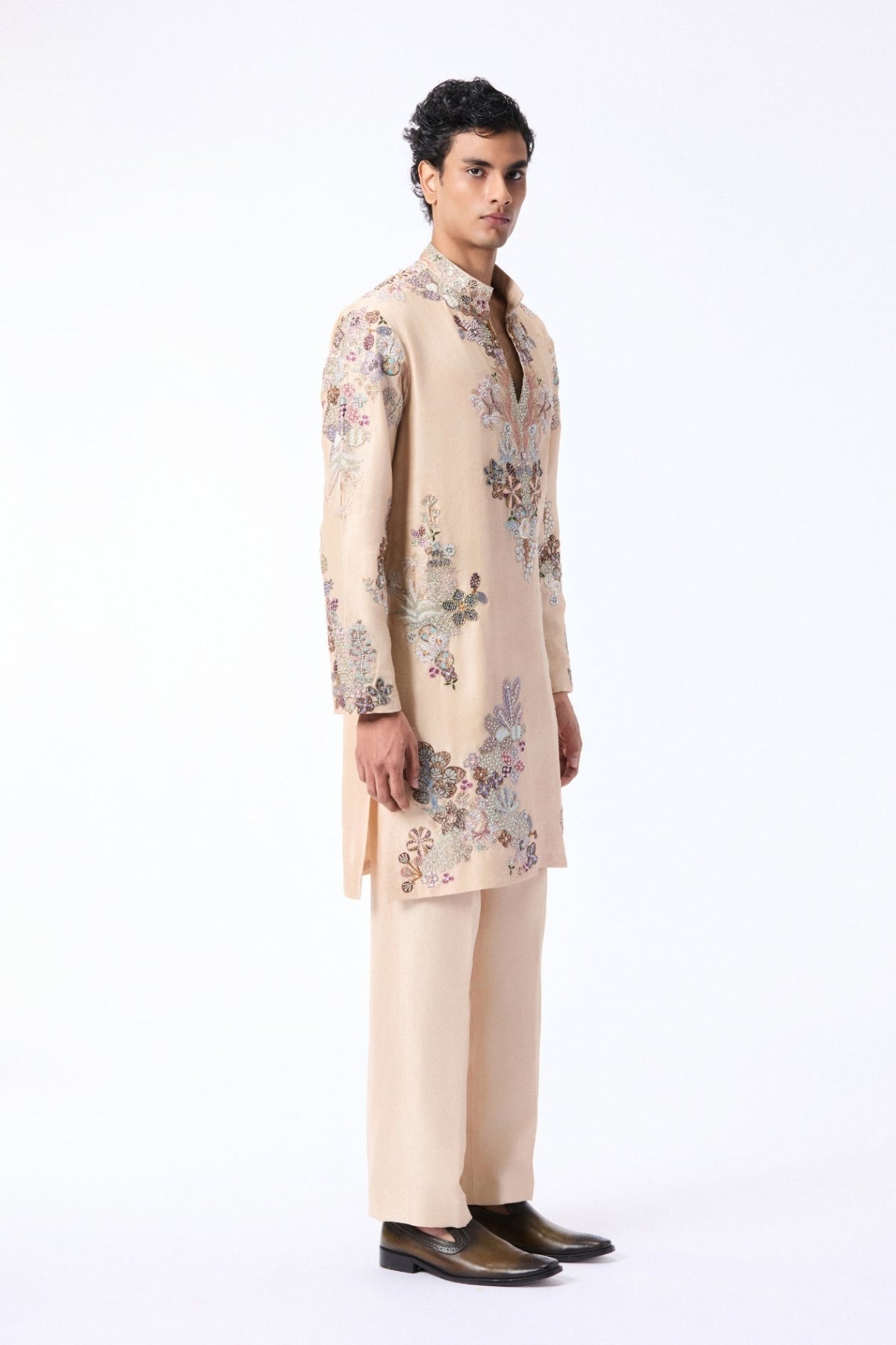 Gloverse - ivory dupion silk kurta