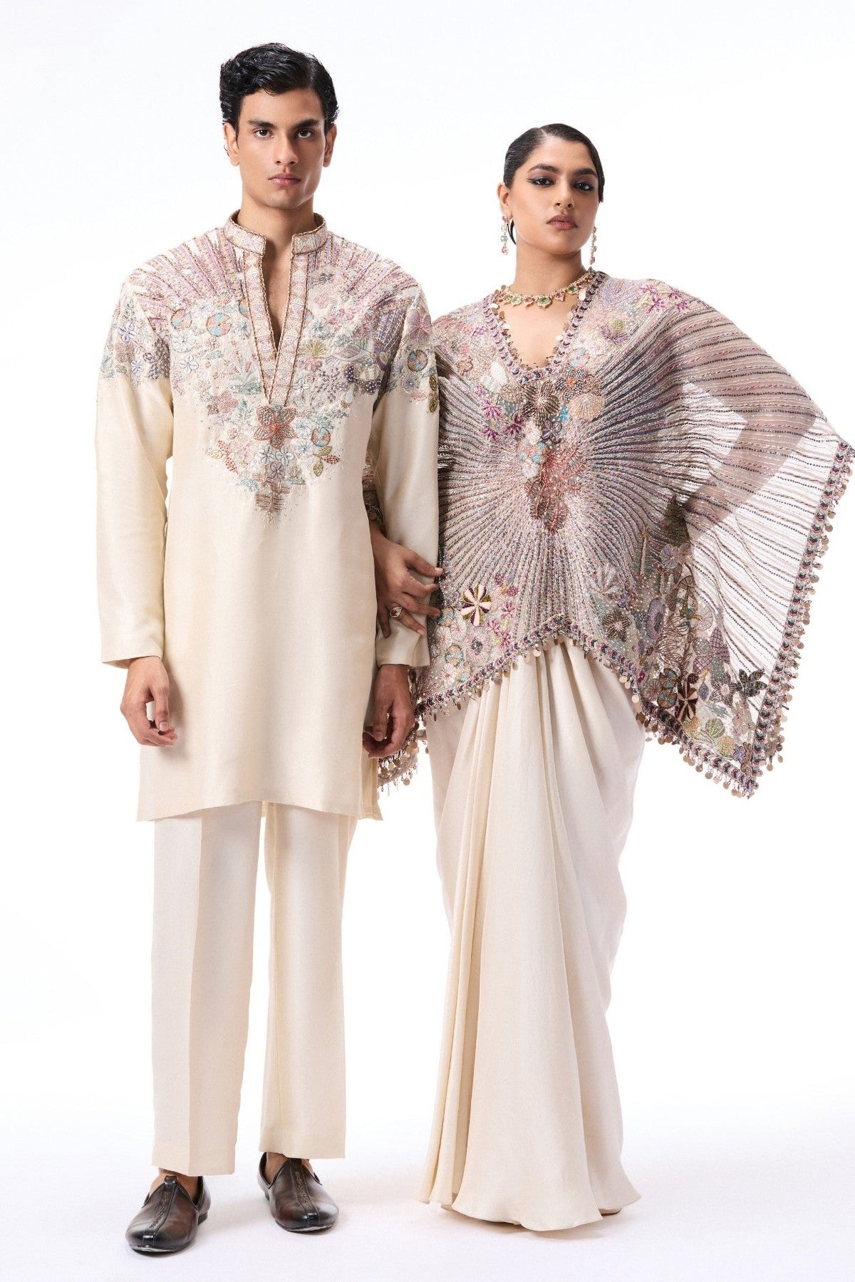 Bloomrise - ivory dupion silk rays kurta