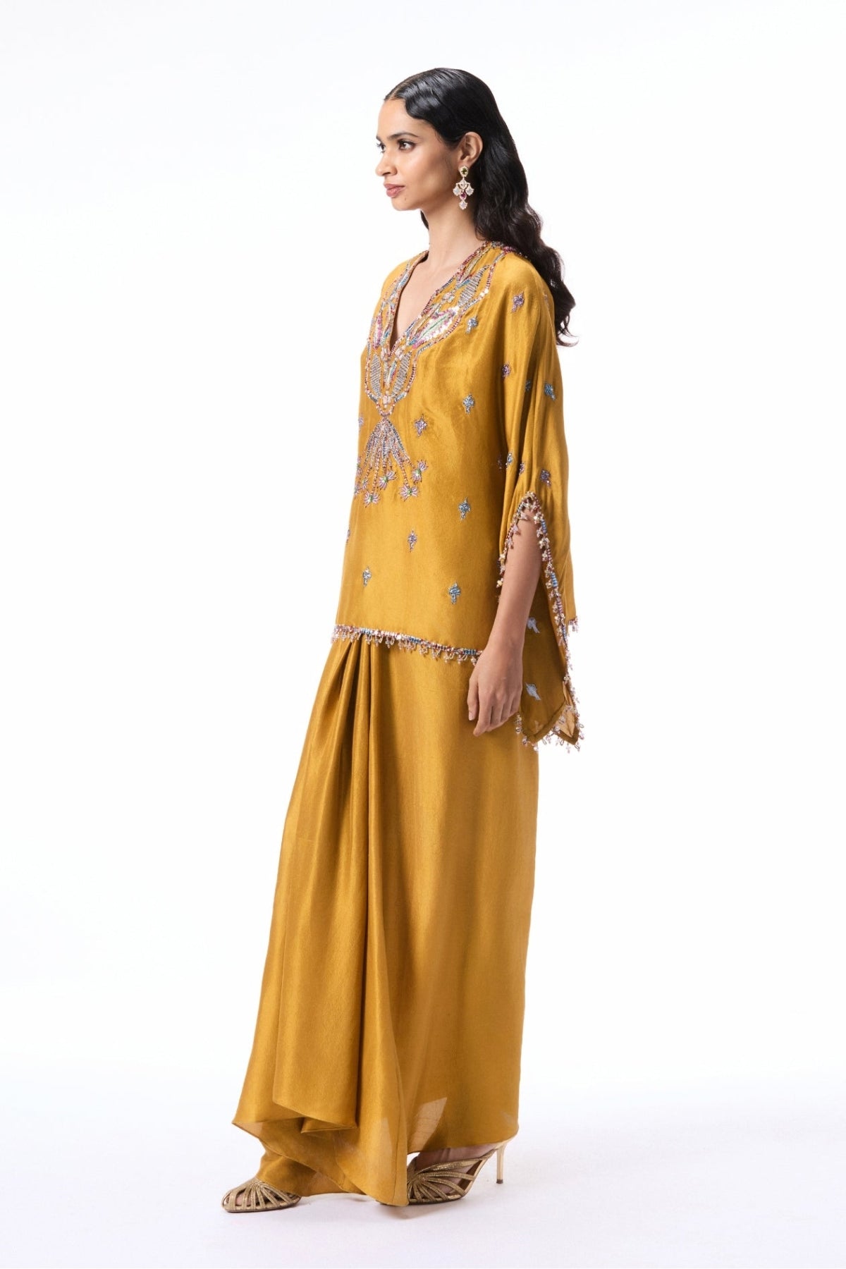 Faelush - Mustard dupion silk set