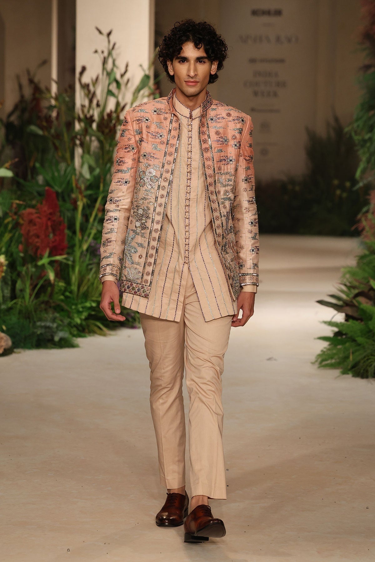 Petalplay - Cantaloupe Sandstone raw silk Jacket Set