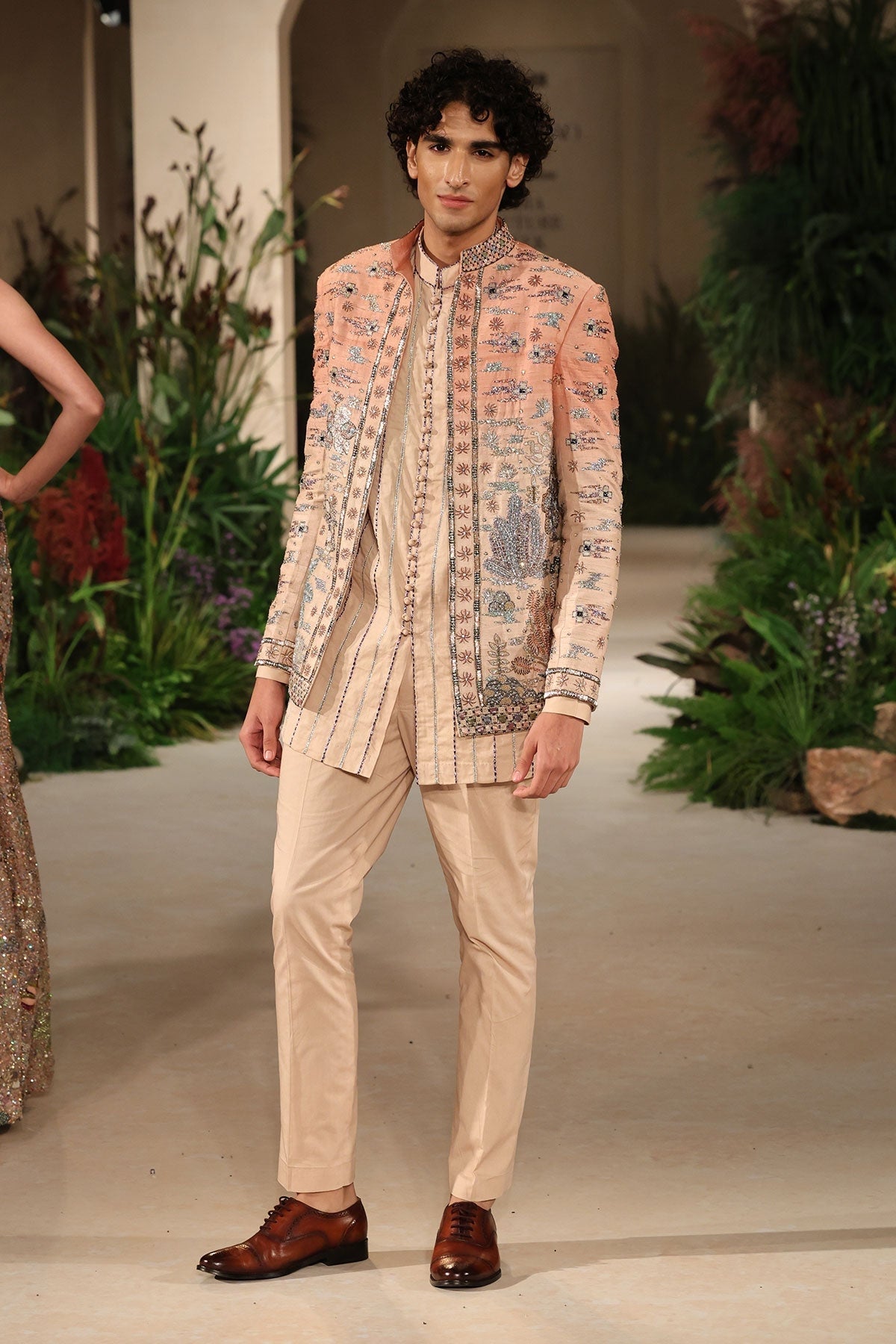 Petalplay - Cantaloupe Sandstone raw silk Jacket Set