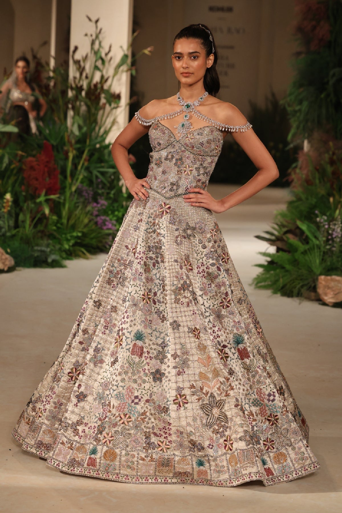 Dawnspell - silver Banarasi Tissue Brocade lehenga