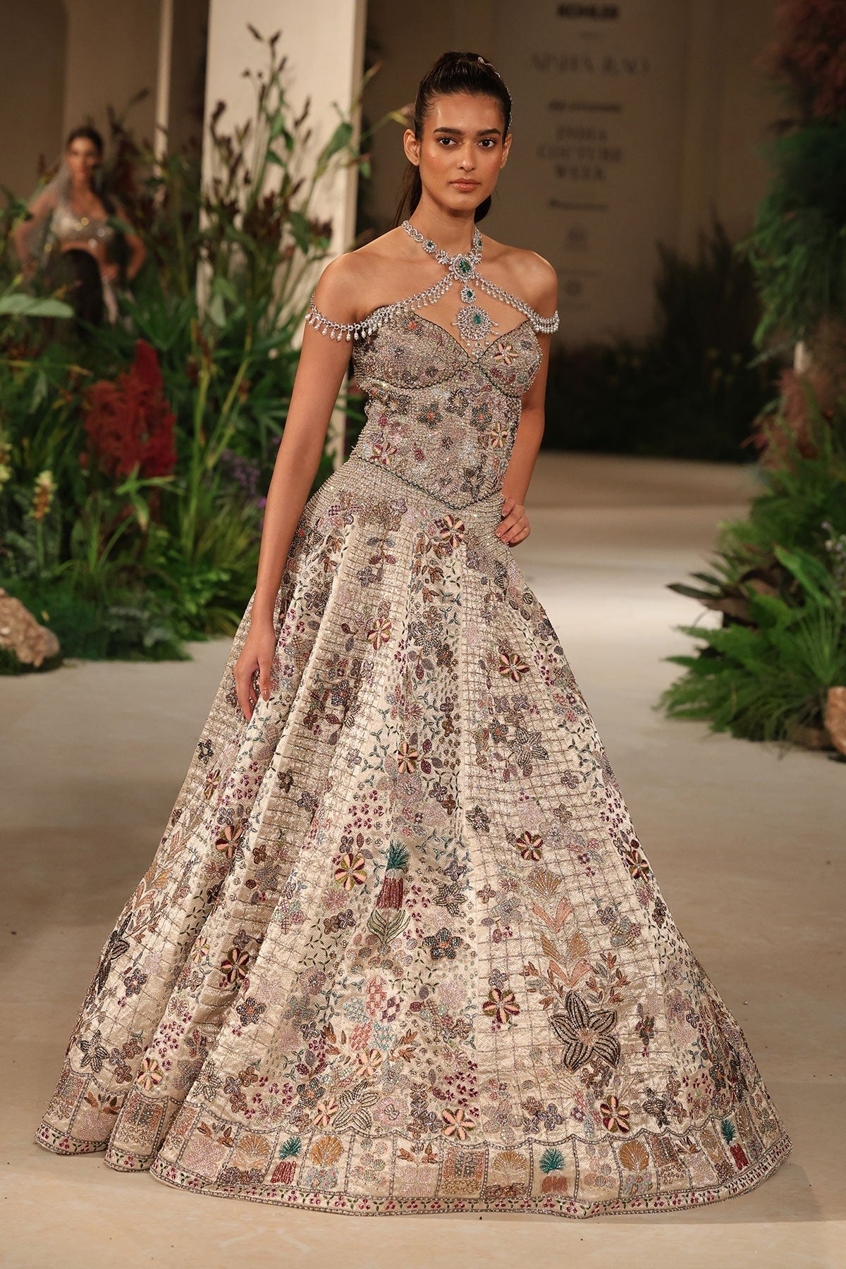 Dawnspell - silver Banarasi Tissue Brocade lehenga