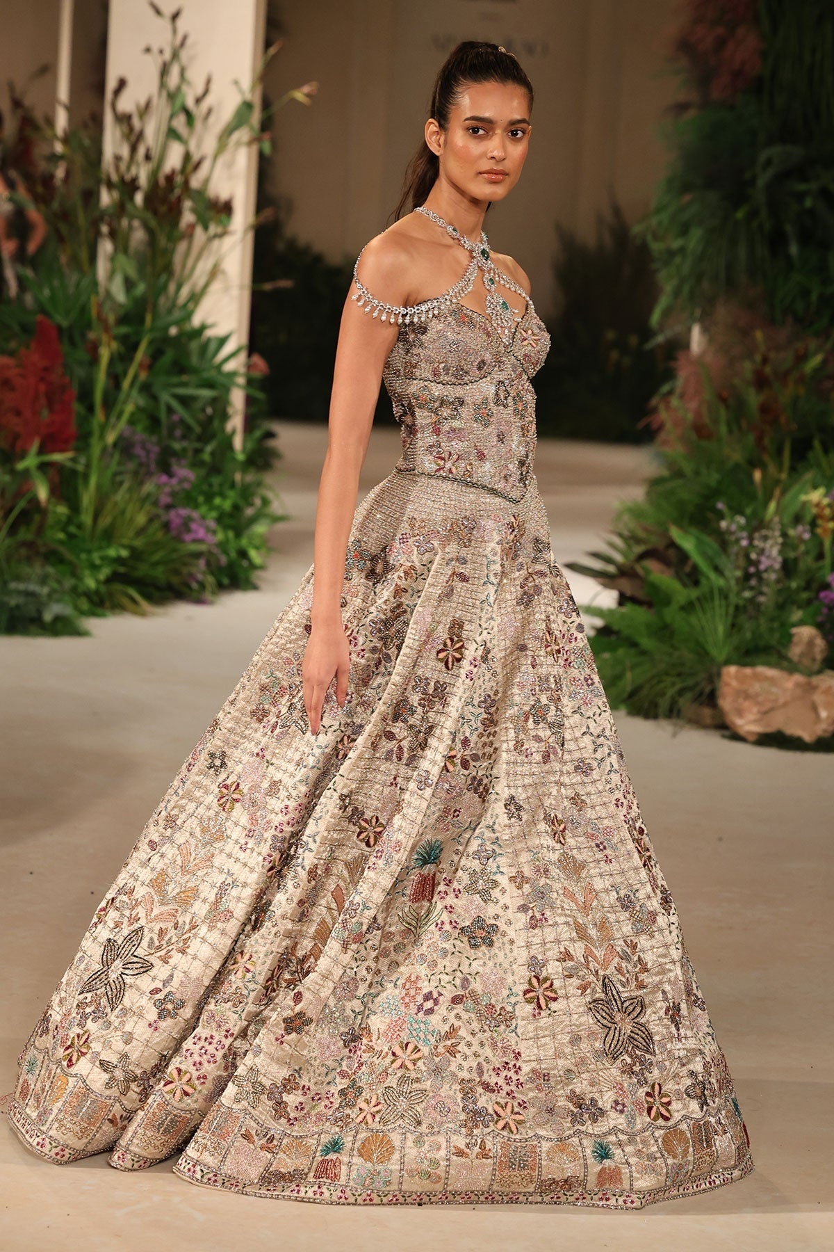 Dawnspell - silver Banarasi Tissue Brocade lehenga