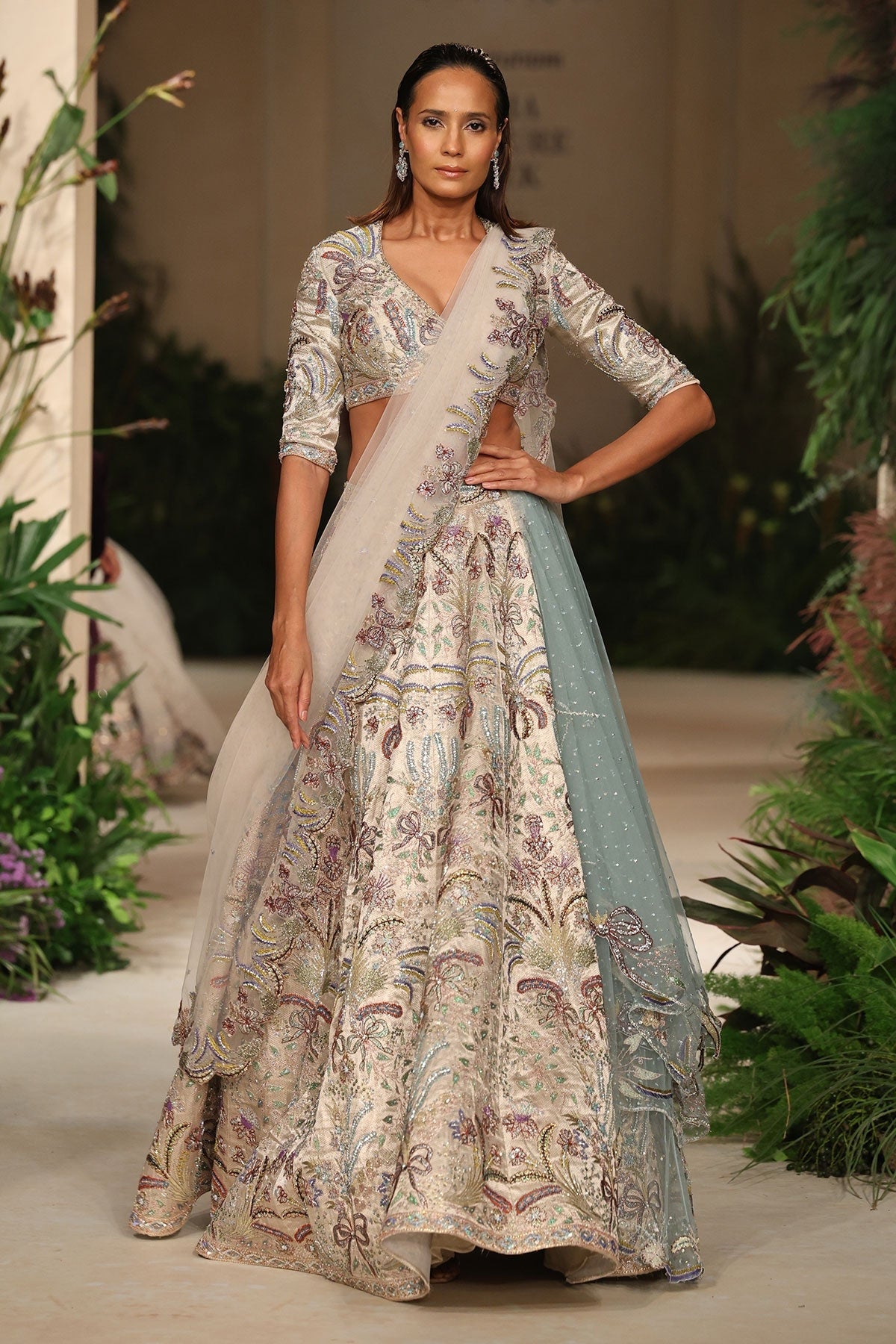 Windsong - silver Banarasi Tissue Brocade lehenga