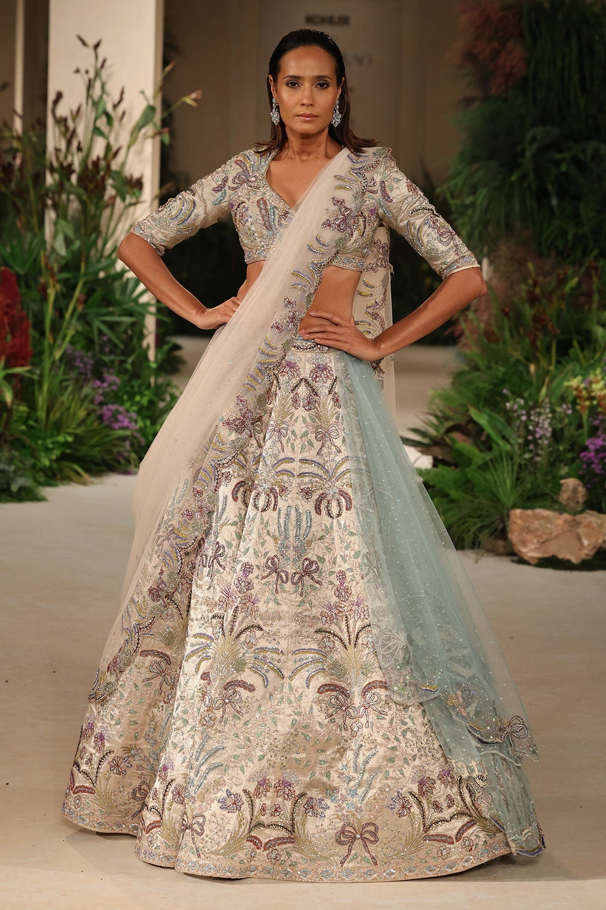Windsong - silver Banarasi Tissue Brocade lehenga