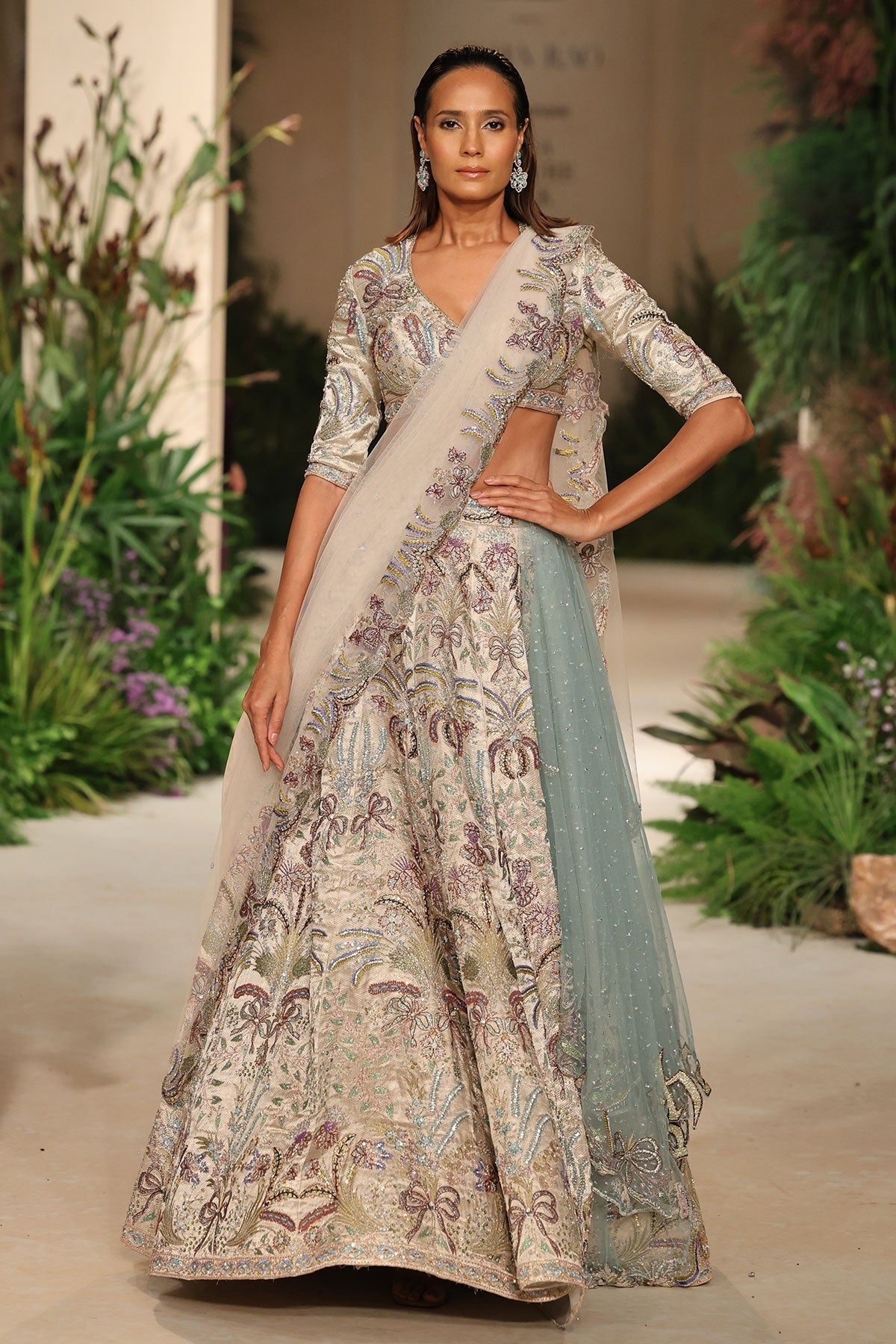 Windsong - silver Banarasi Tissue Brocade lehenga