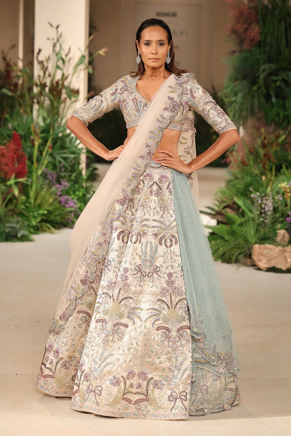 Windsong - silver Banarasi Tissue Brocade lehenga