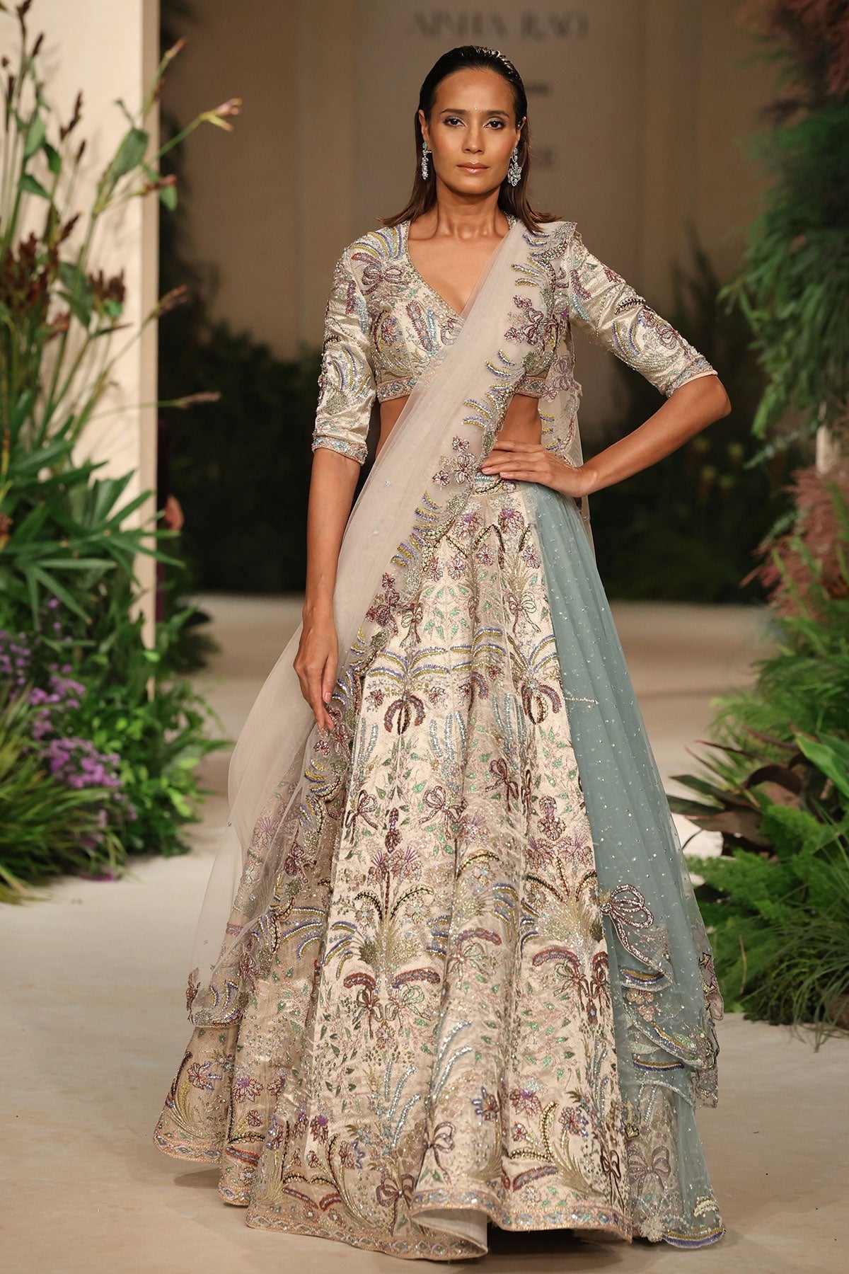 Windsong - silver Banarasi Tissue Brocade lehenga