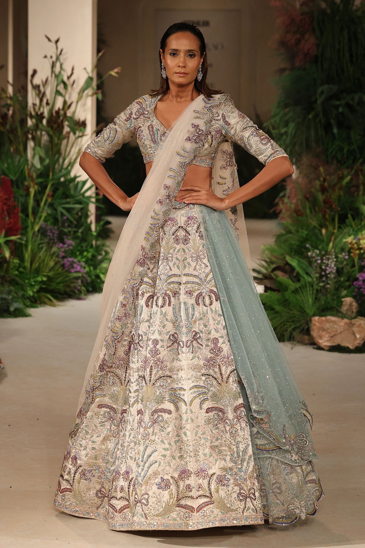 Windsong - silver Banarasi Tissue Brocade lehenga