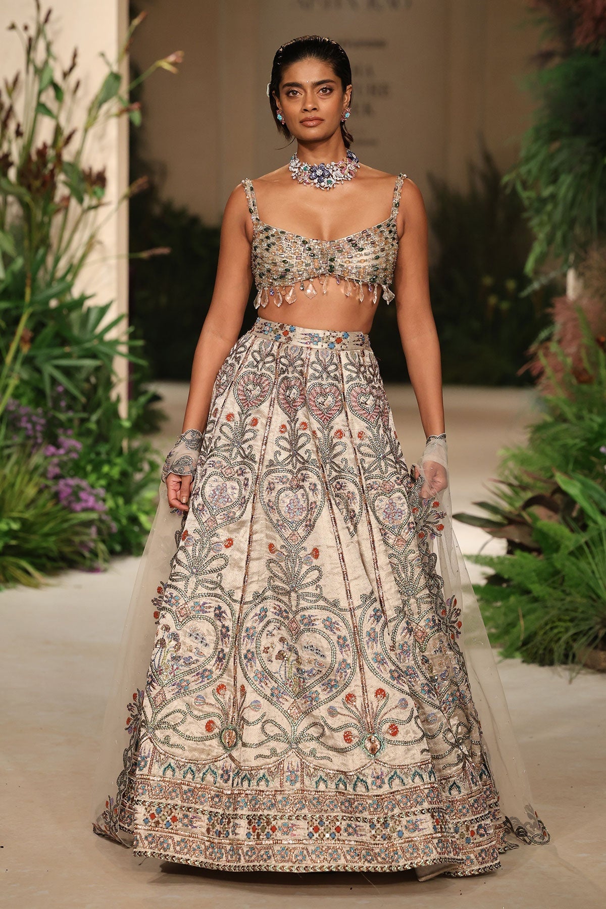 Wildflower - silver Banarasi Tissue Brocade lehenga