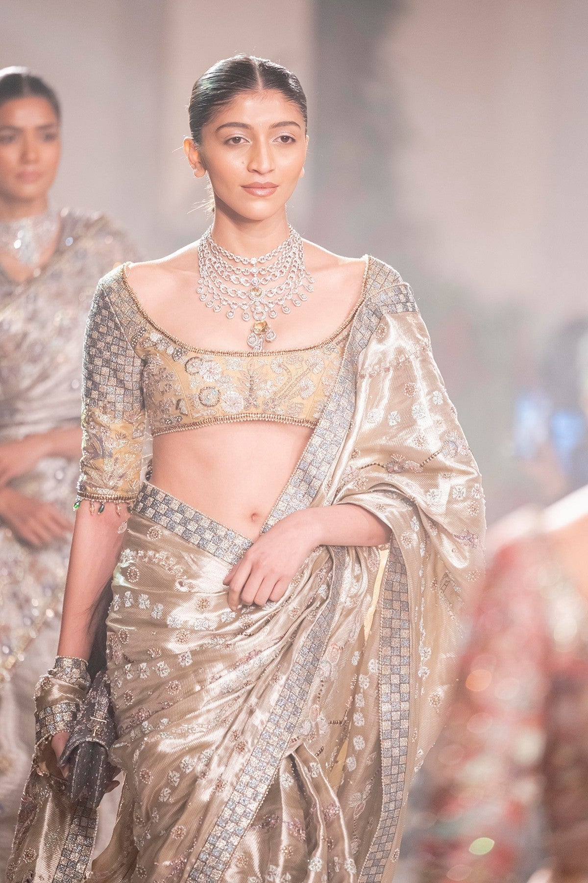 Glowfern - light gold Banarasi Tissue Brocade & tissue saree
