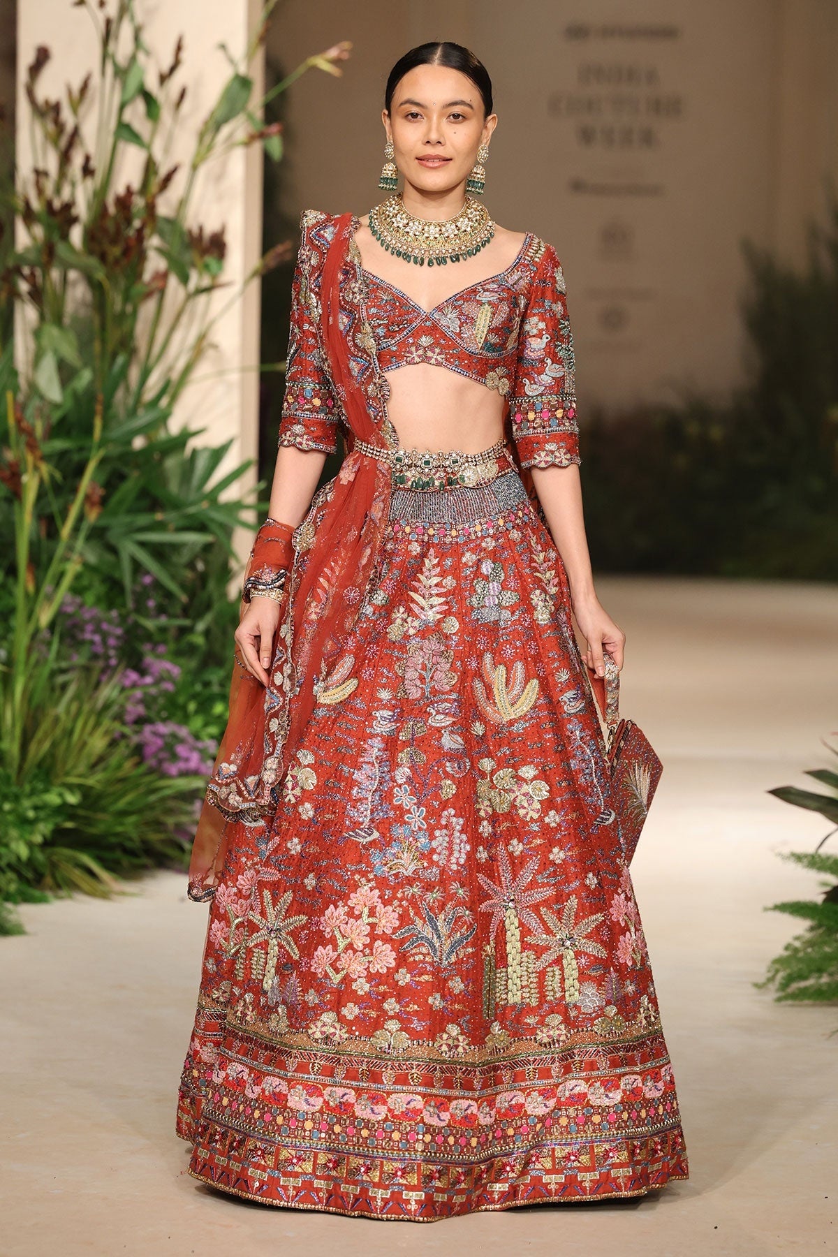 Rosina - rust raw silk Lehenga