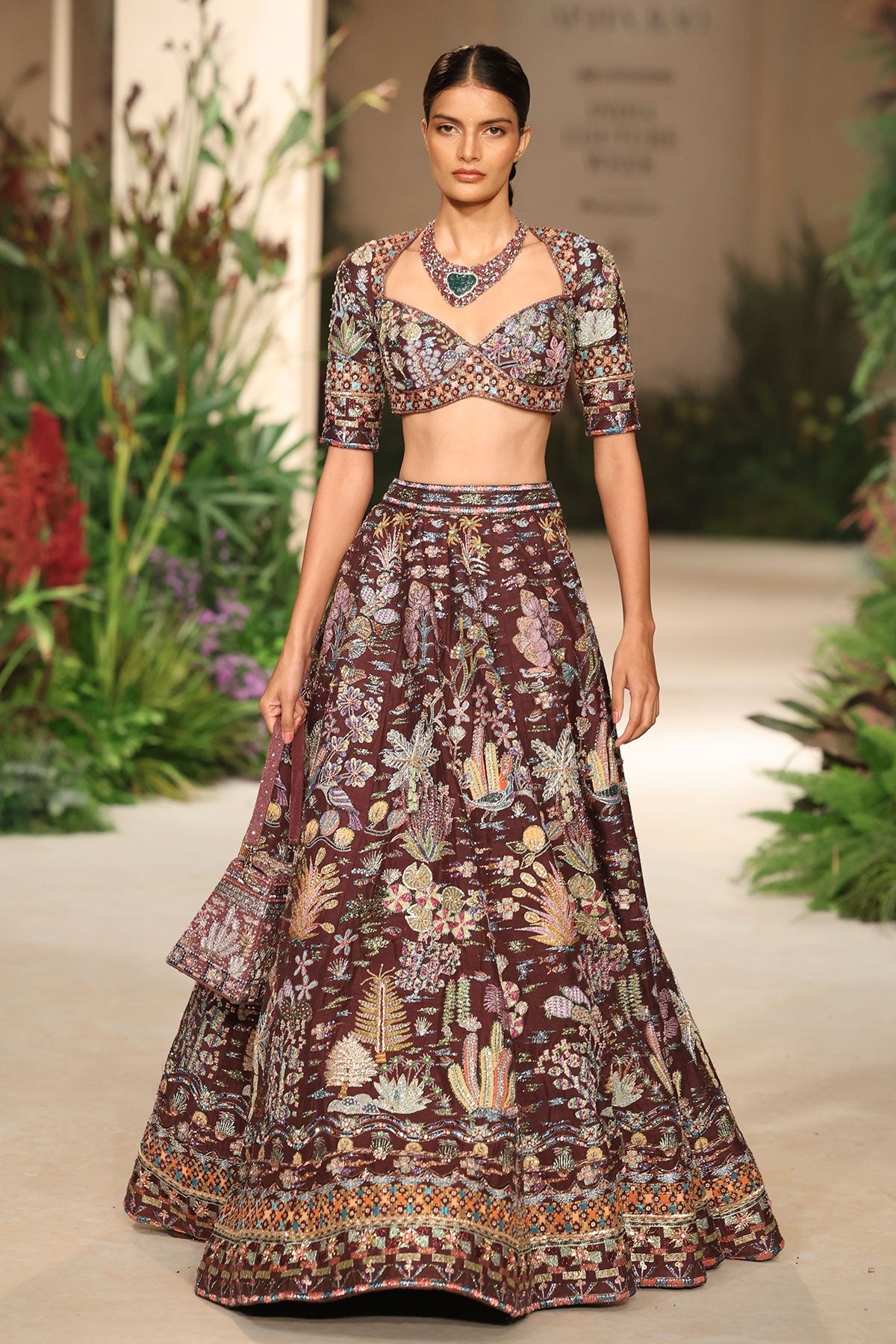Twinkleheart - teakberry raw silk Lehenga