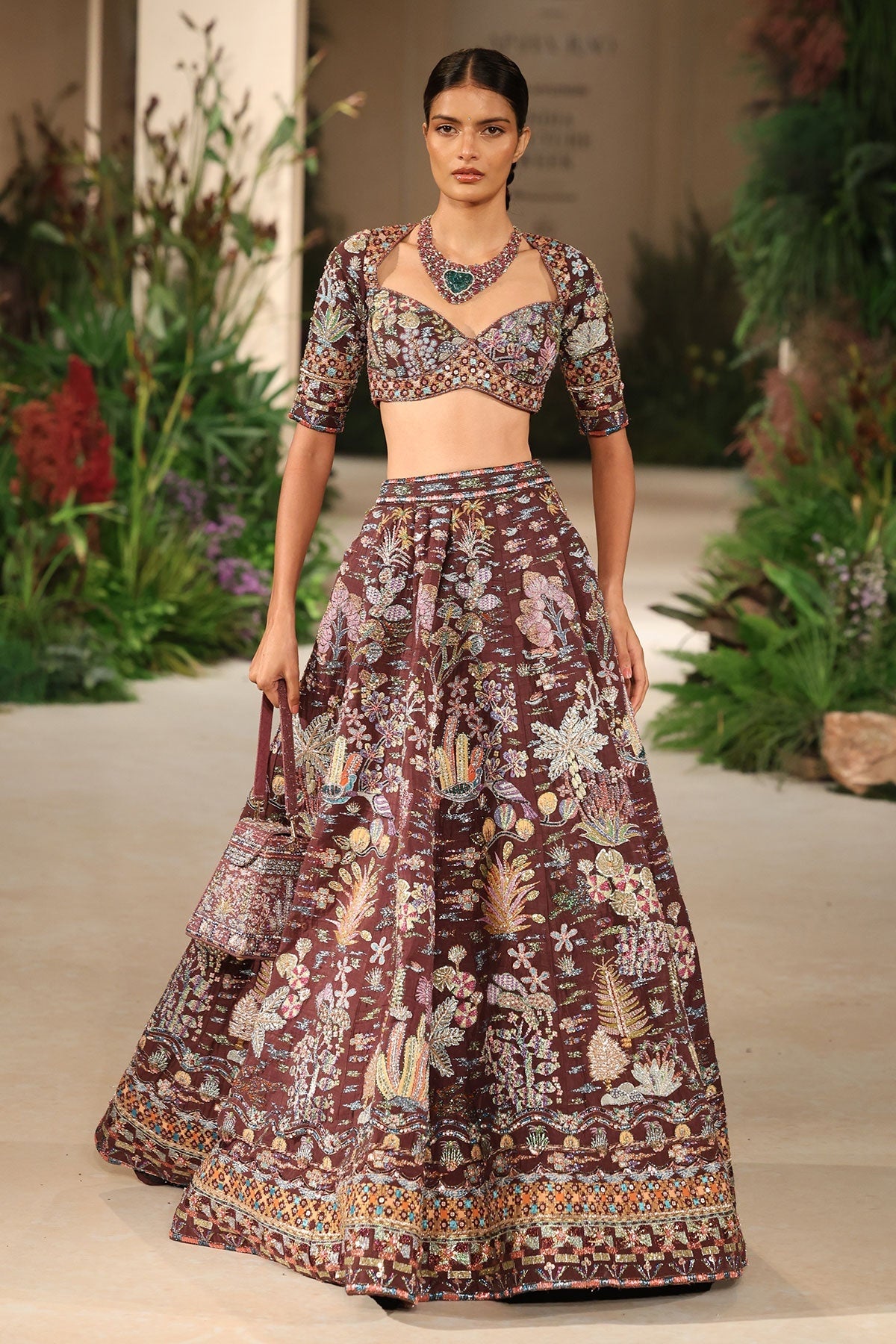 Twinkleheart - teakberry raw silk Lehenga