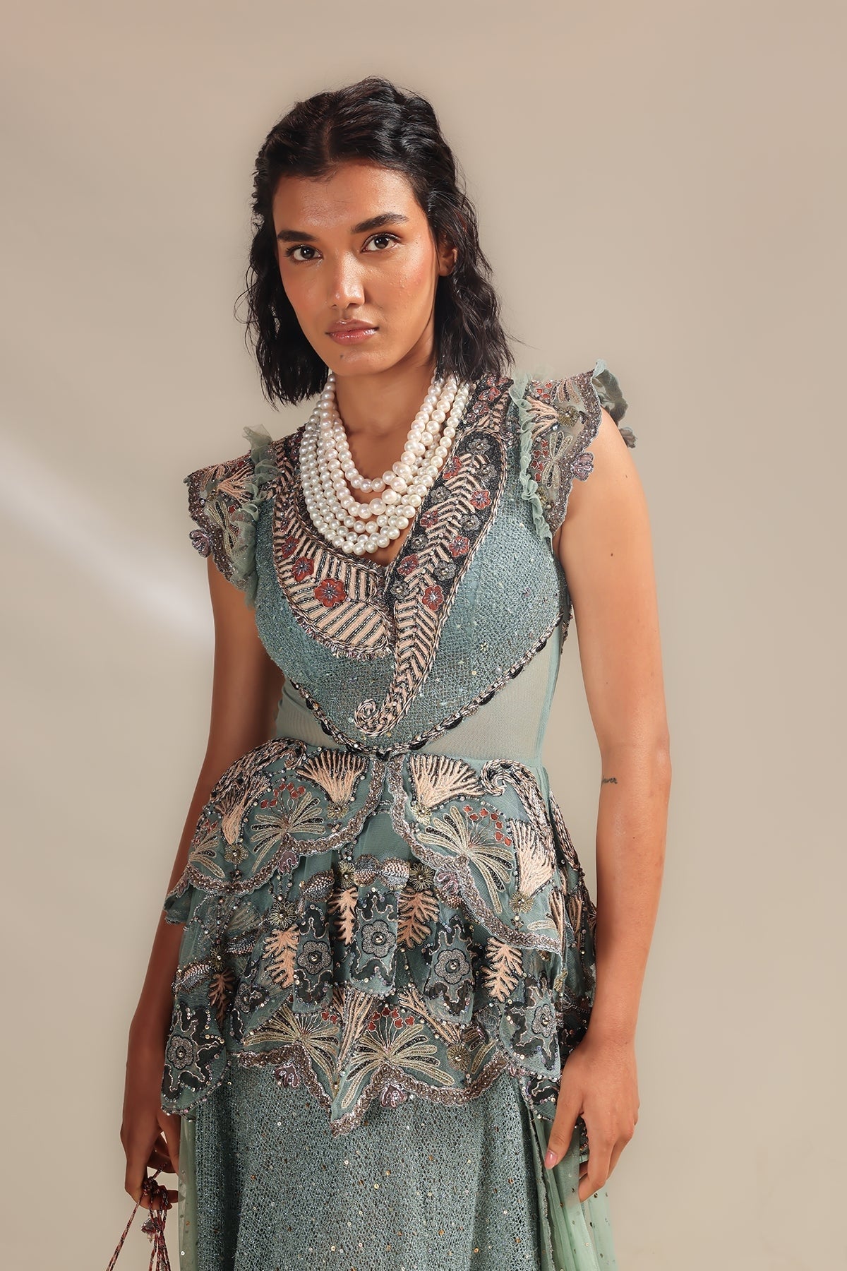Interaqua - Teal Blue Mesh Gown