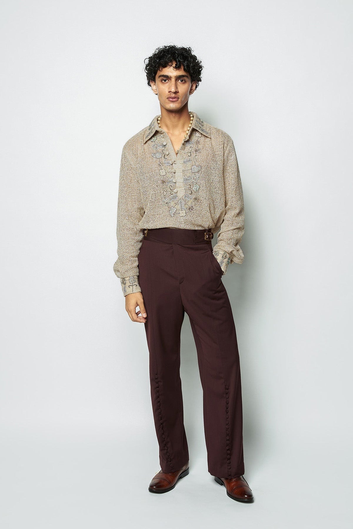 Interform Champagne-Brown Mesh & Poly Viscose Set
