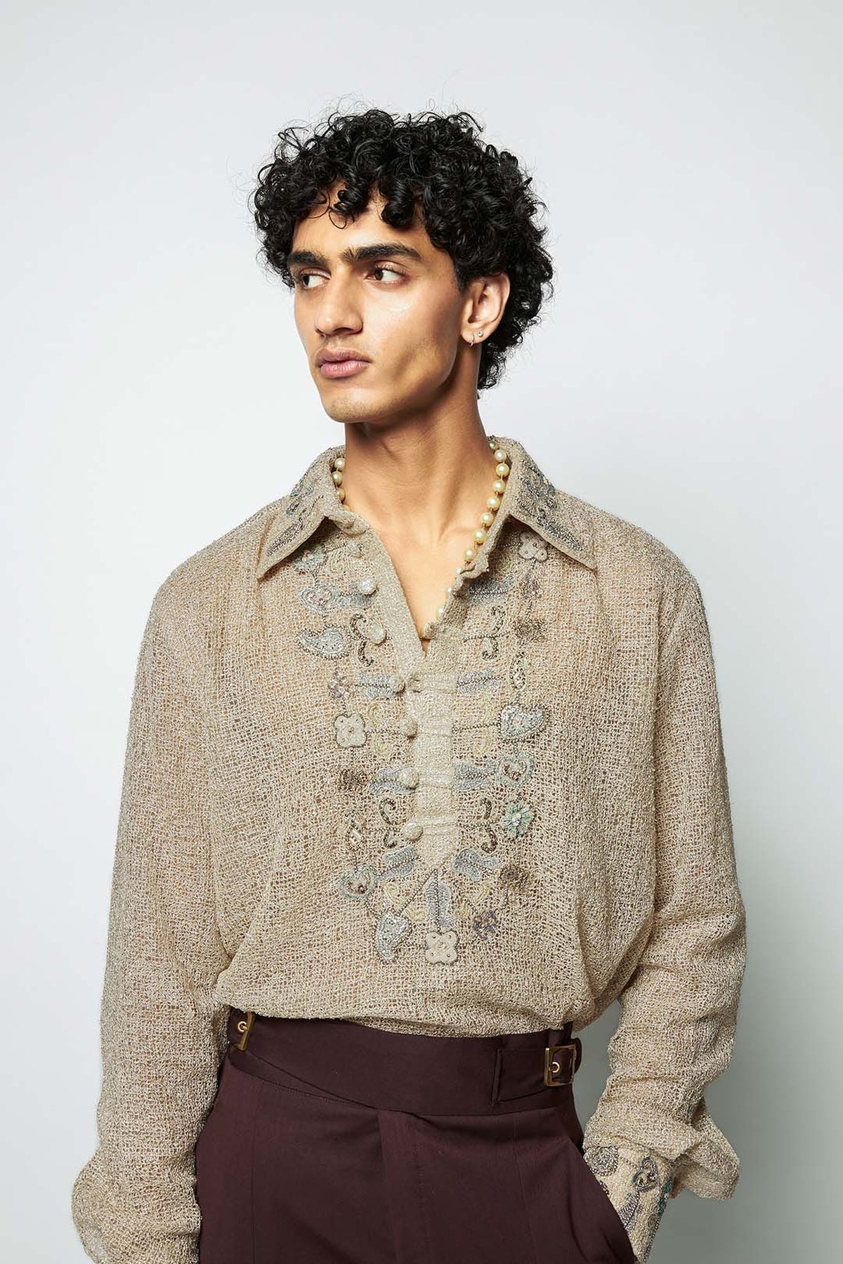 Interform Champagne-Brown Mesh & Poly Viscose Set