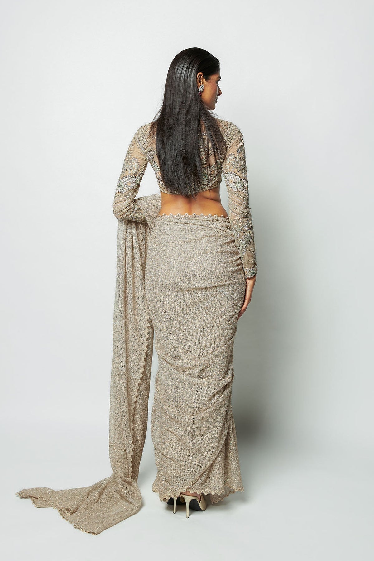 Interfila - Champagne mesh saree