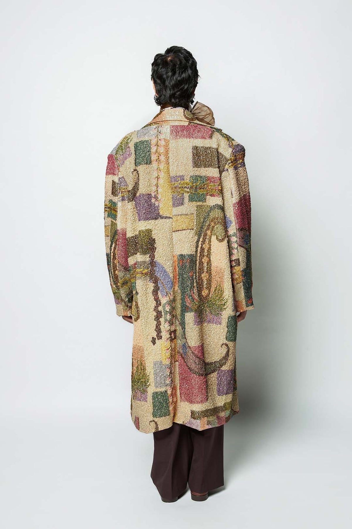 Interluceo - multicolour printed gold lurex overcoat