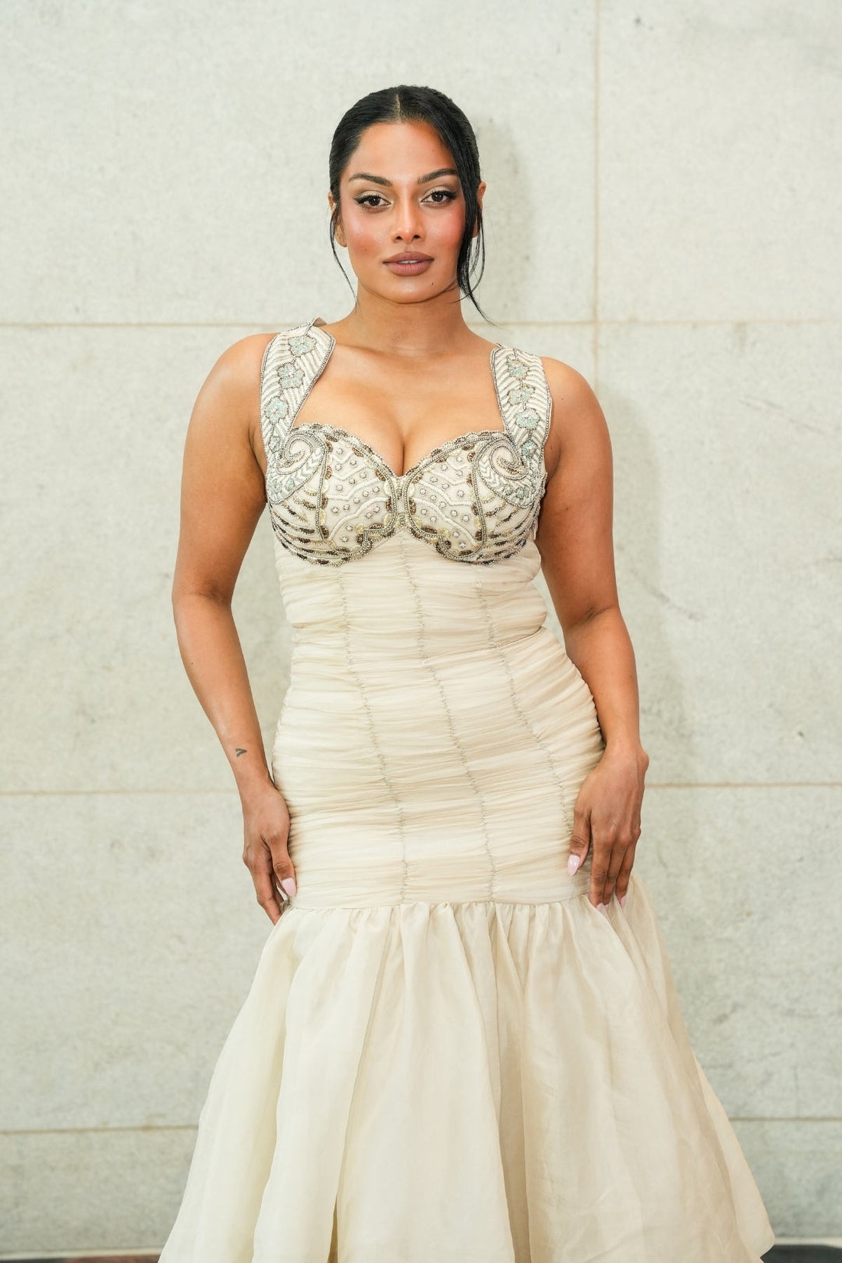 INTERSIREN - Ivory Organza Bodycon Mermaid Gown