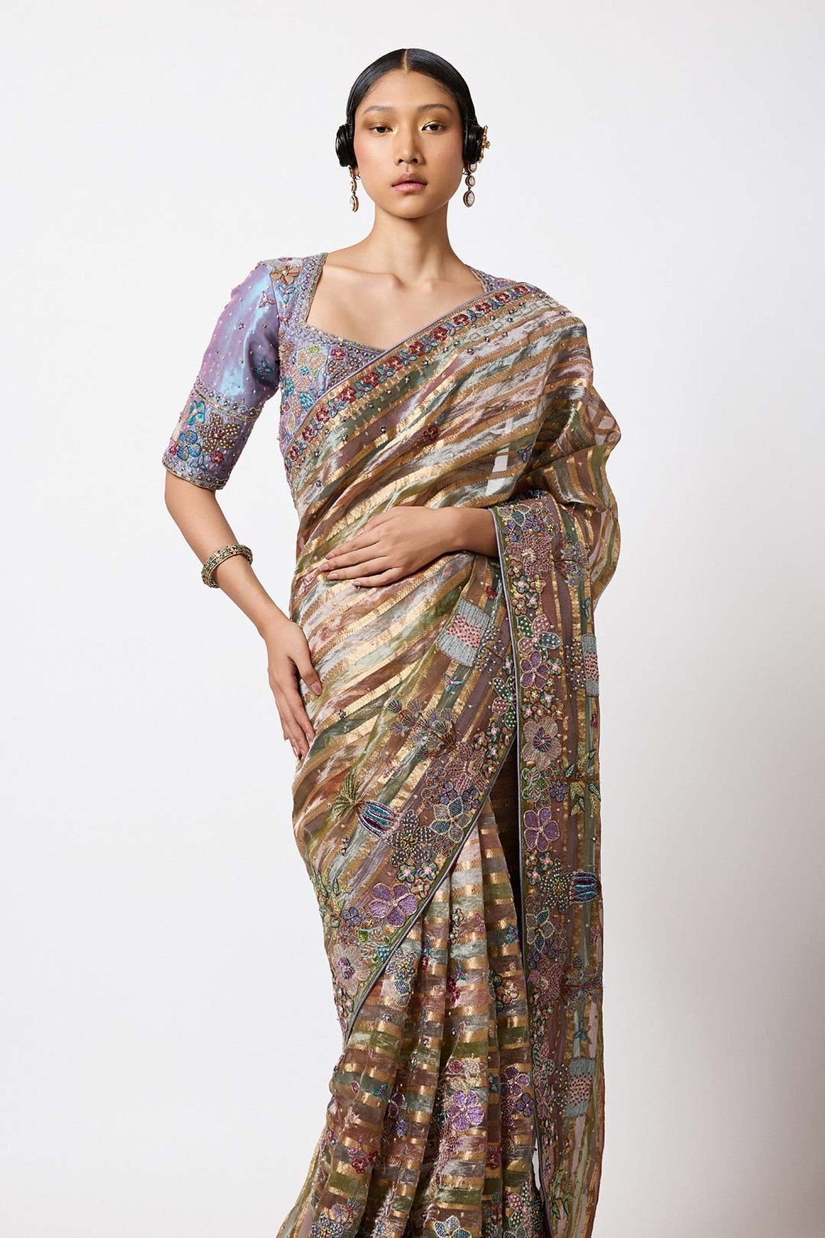 Lunerie - Multicolour Banarasi Tissue Brocade Saree