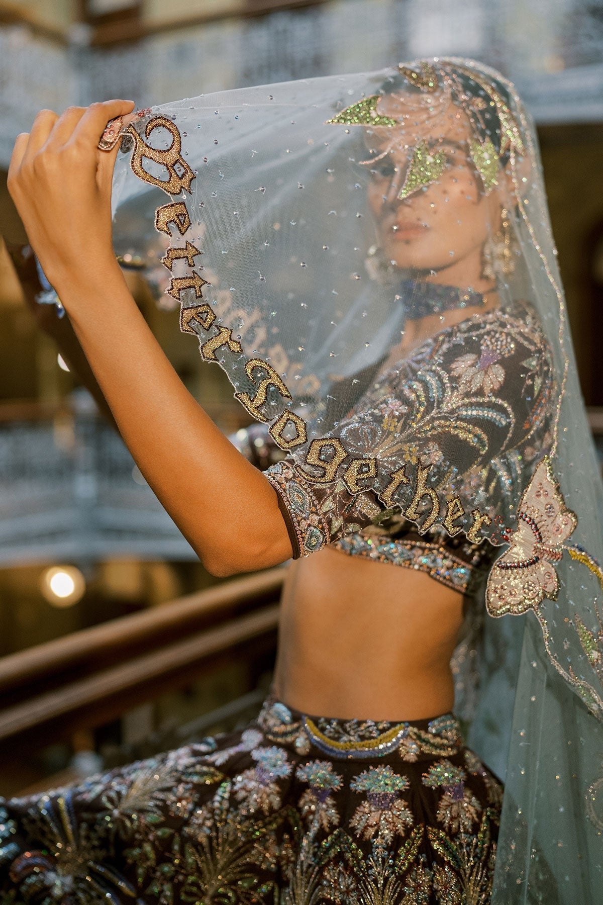 Crimelle - Brown Raw silk Lehenga