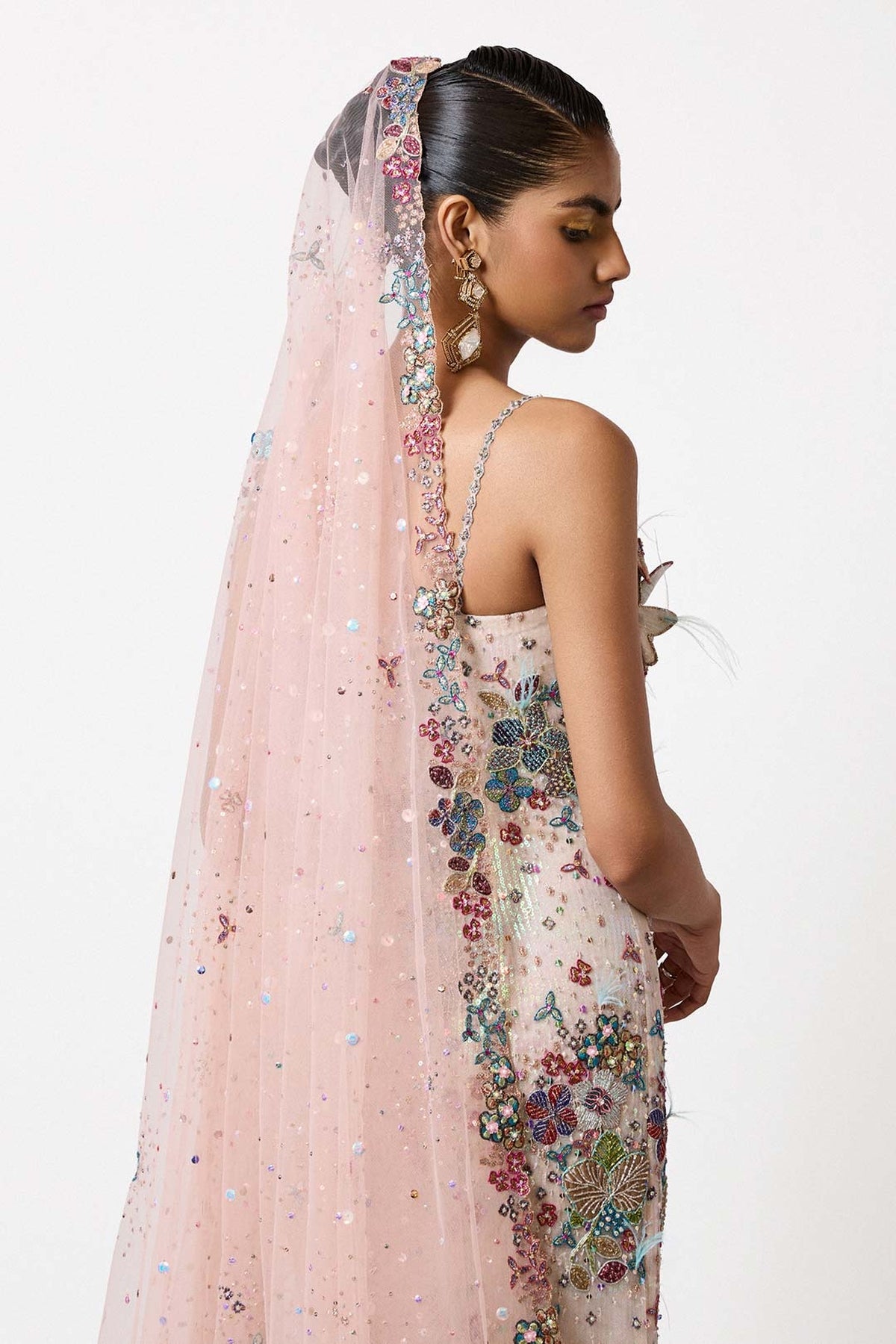 Velisse - Ivory Blue Tulle Fish Tail Gown