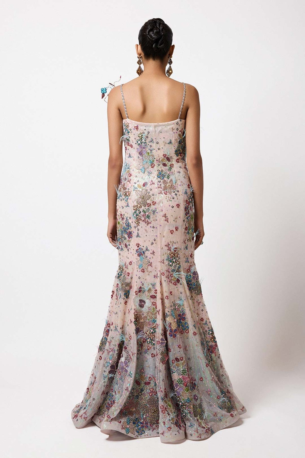 Velisse - Ivory Blue Tulle Fish Tail Gown