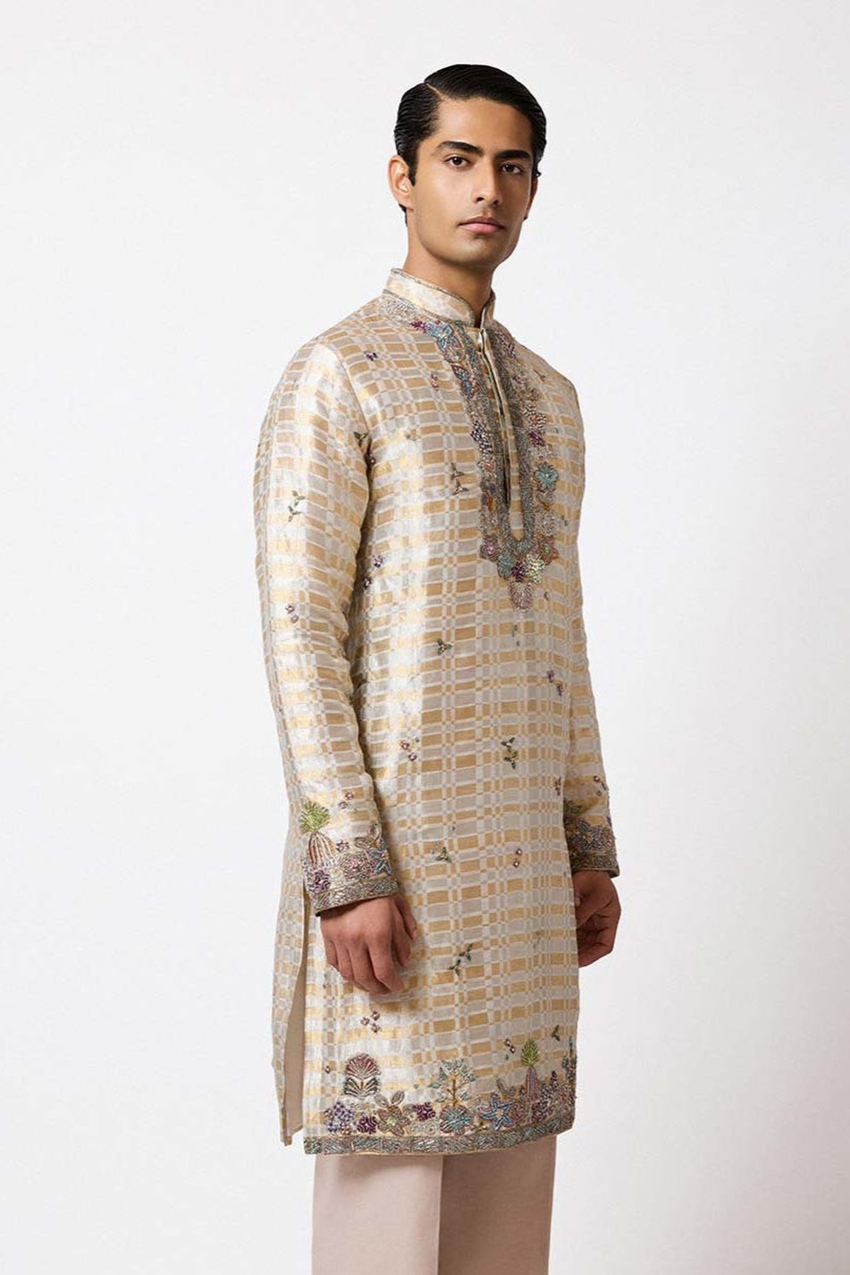 Talon - Ivory Gold Banarasi Tissue Brocade Kurta