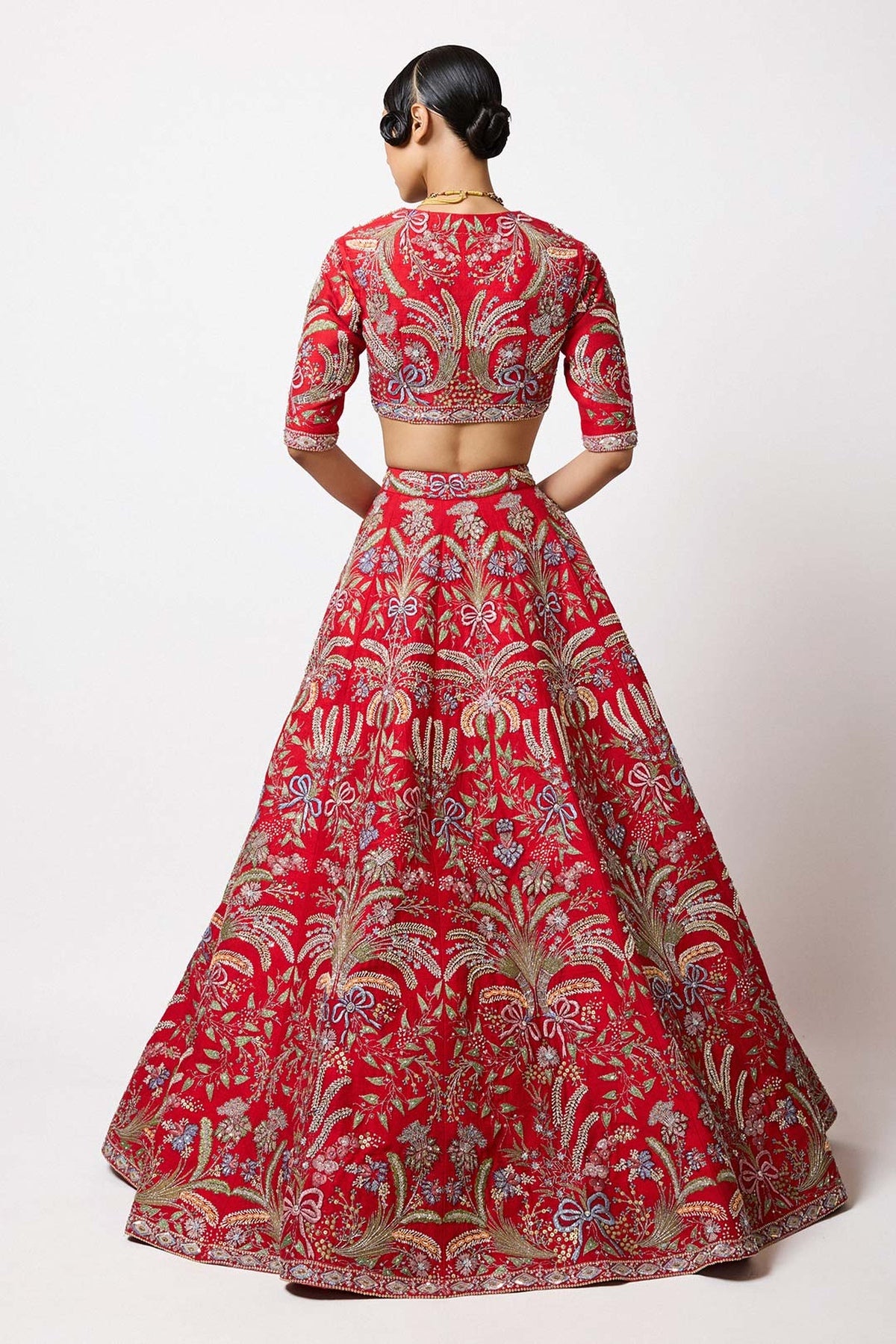 Crimelle - Red Raw Silk Lehenga