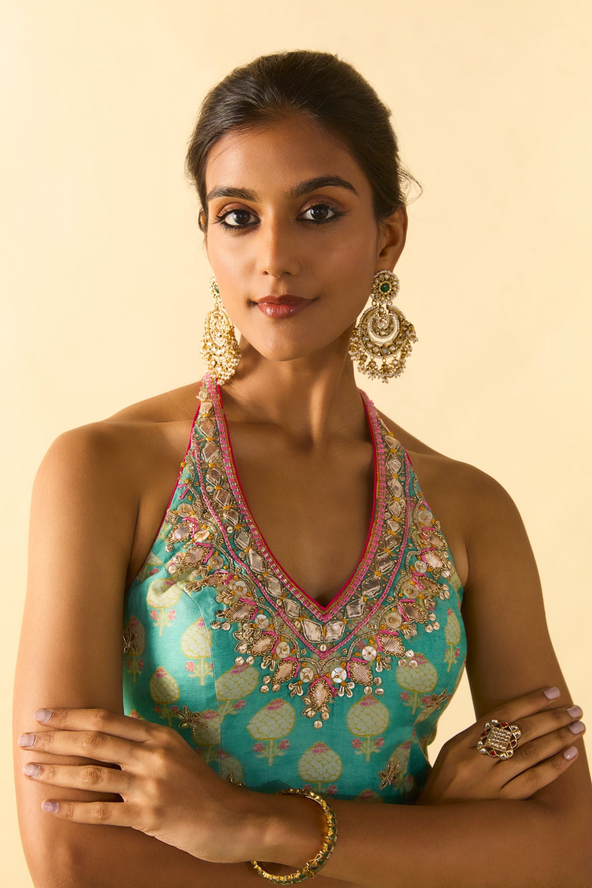 Antara Motiwala in Dwisha Halter Sharara Set