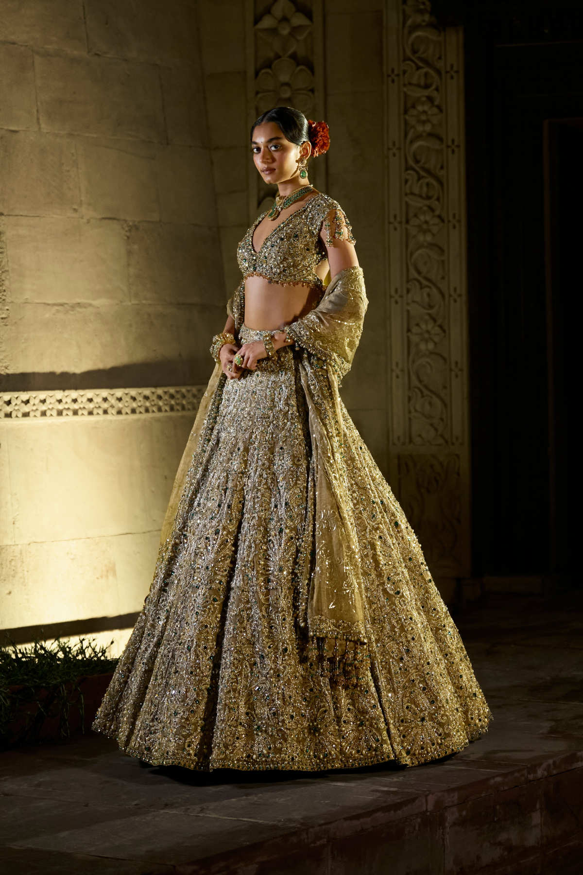 Antique Emerald Lehenga Set