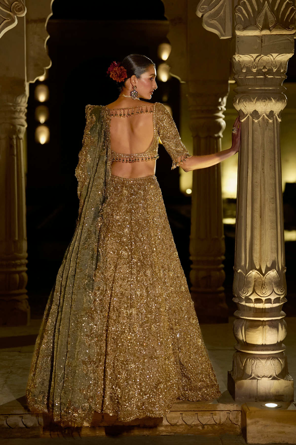 Antique Gold Tissue Lehenga Set - Ready To Ship