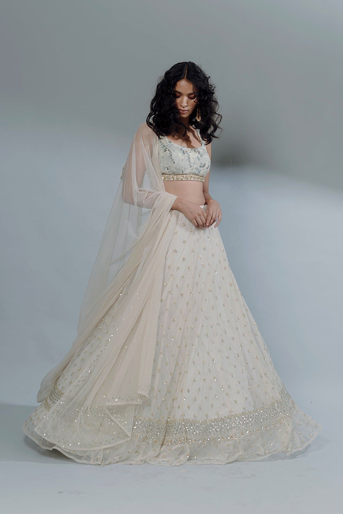 Off White Bootie Lehenga Set