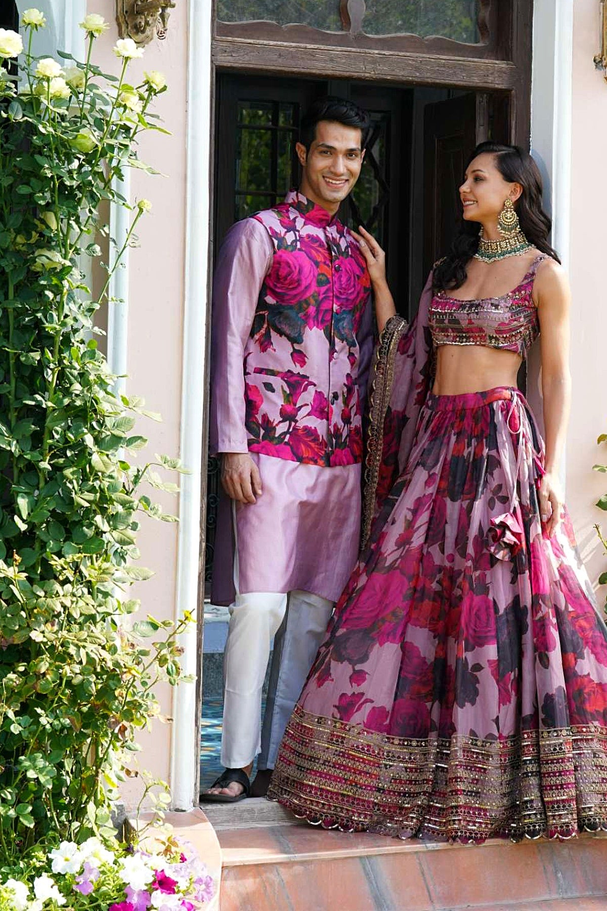 Lilac Organza Floral Lehenga Set