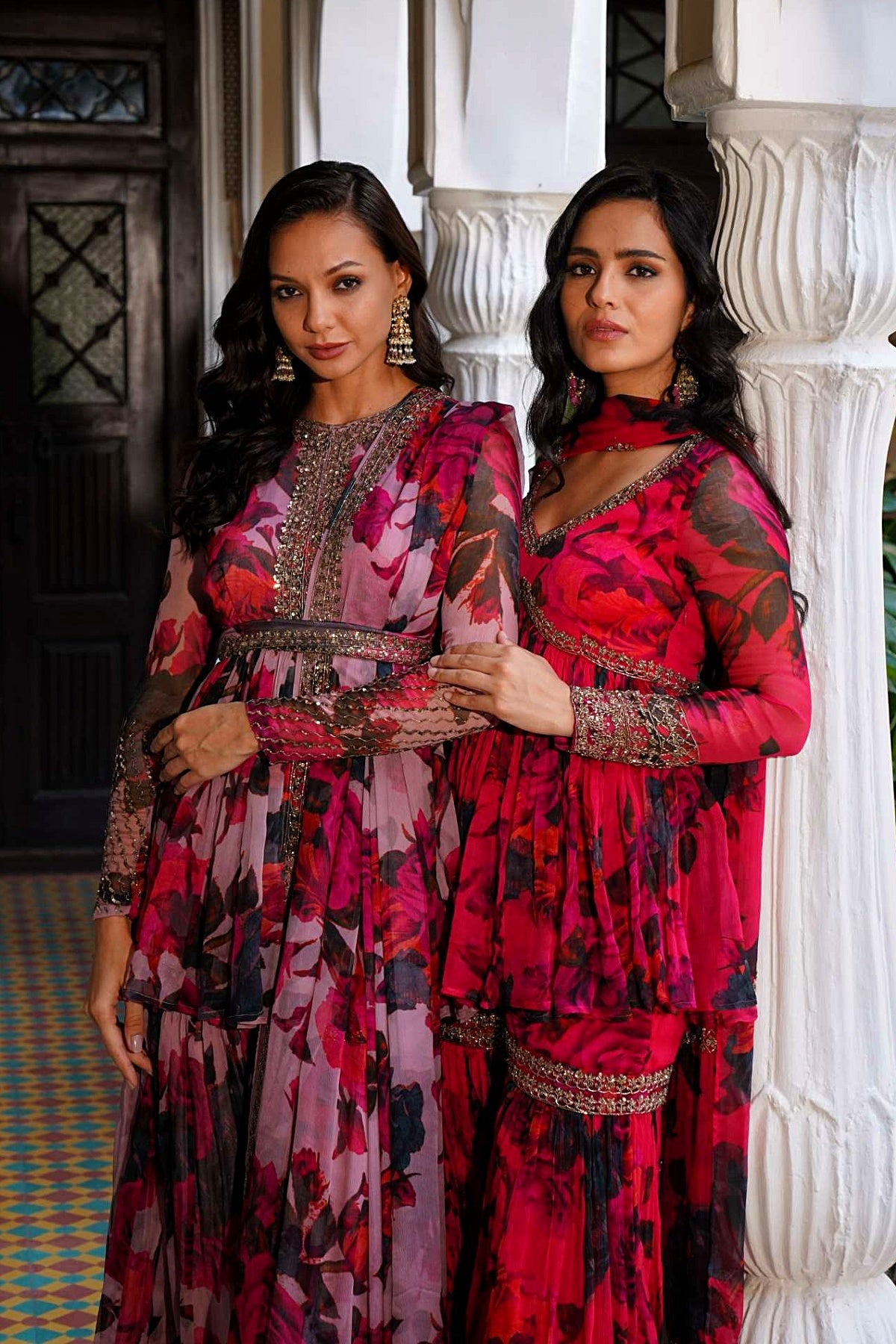 Lilac Chiffon Floral Peplum Set