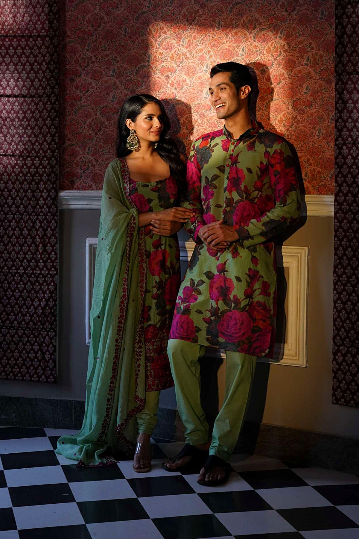 Mehendi Green Floral Kurti Set
