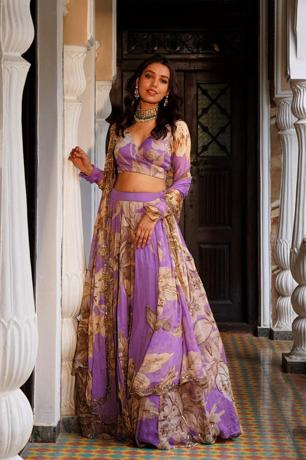 Lavender Floral Lehenga Set