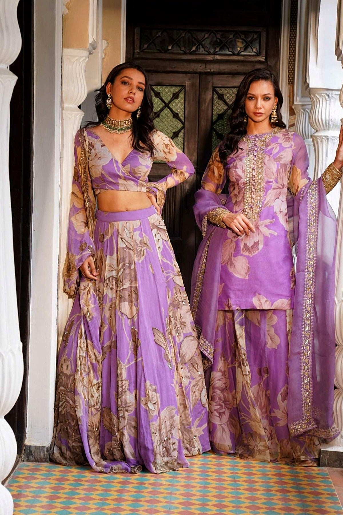 Lavender Floral Lehenga Set