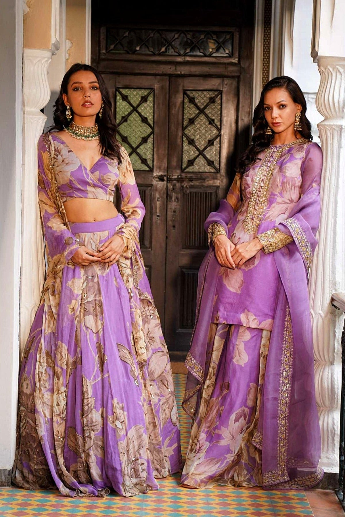 Lavender Floral Lehenga Set