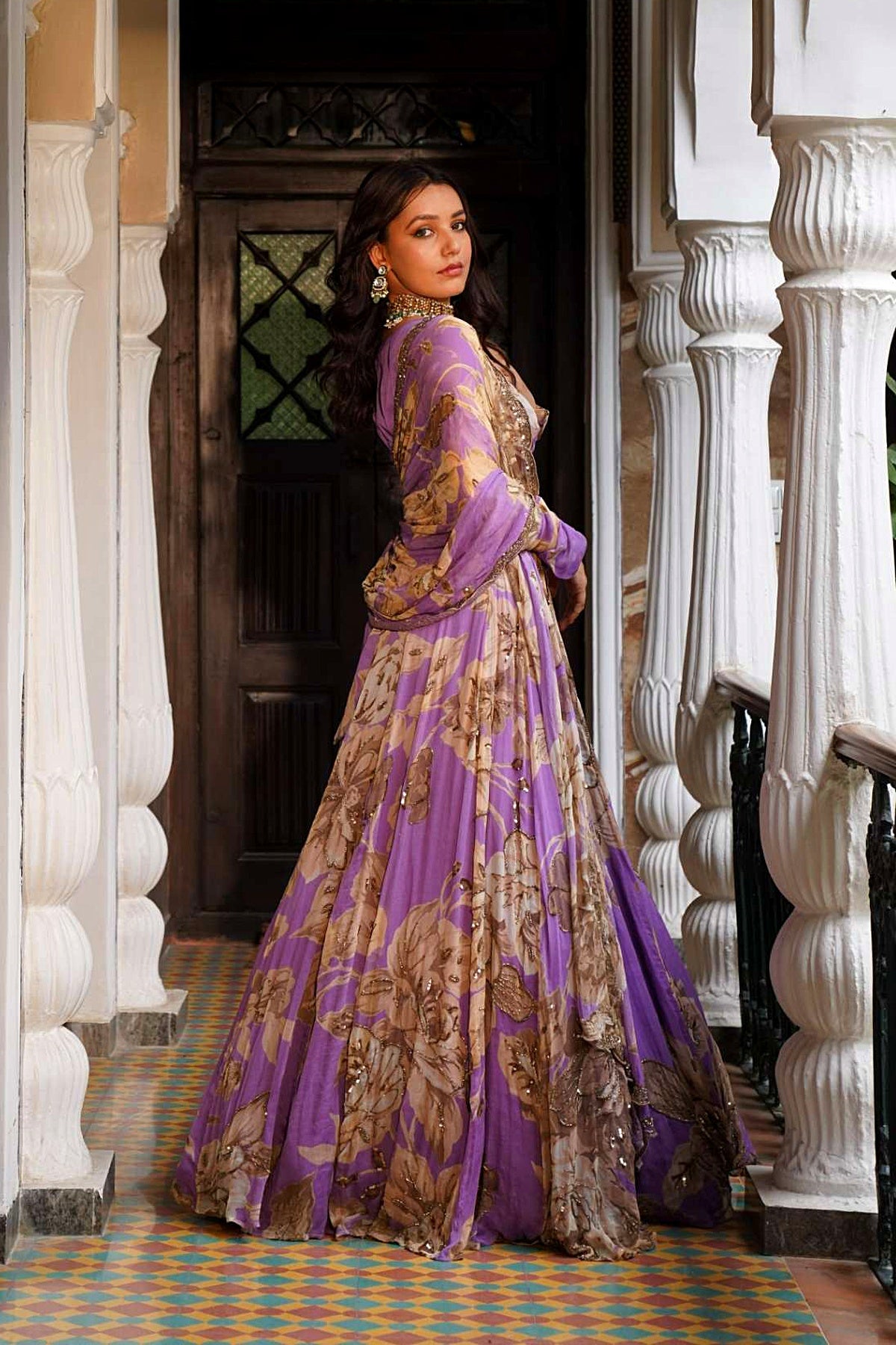 Lavender Floral Lehenga Set