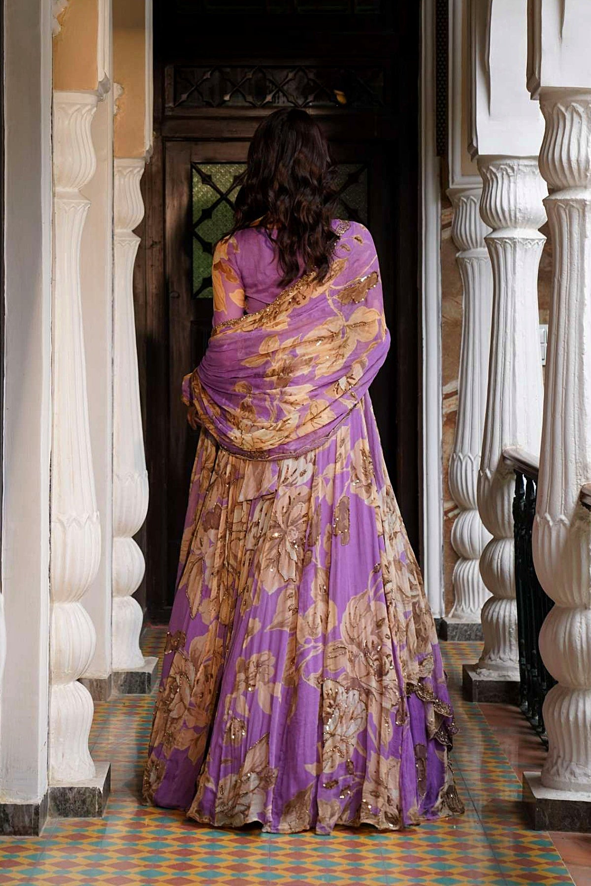 Lavender Floral Lehenga Set