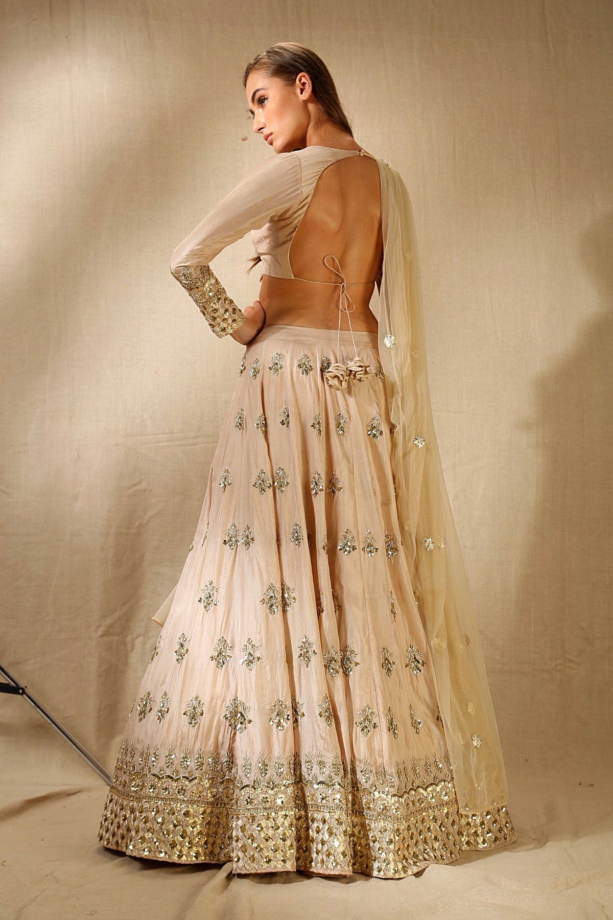 Rose Pink Silk Thread Work Lehenga Set