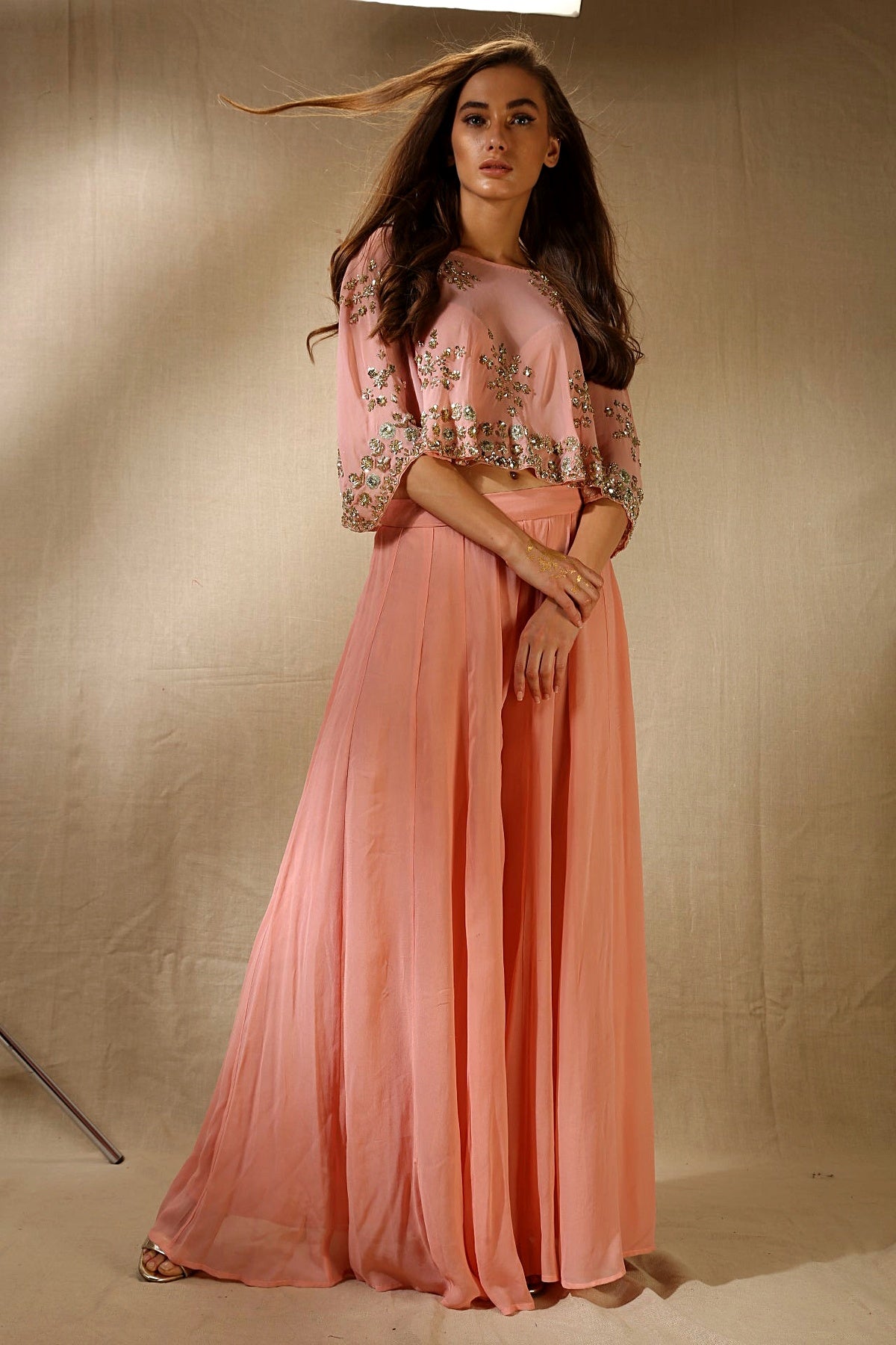 Blush Pink Crop Top Sharara Set
