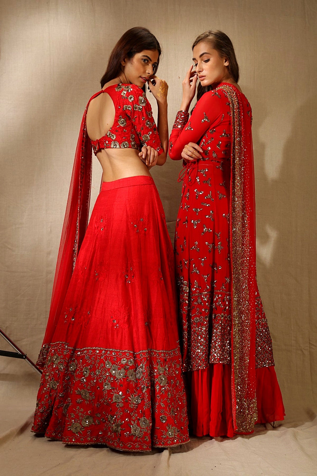 Red Rawsilk Thread With Zari Work Lehenga Set