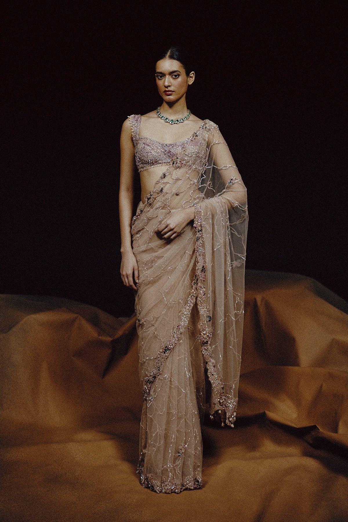 Aura Blush Crystal Saree