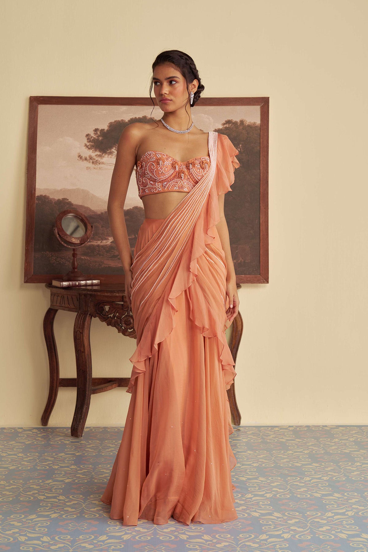 Autumn Embrace drape saree set